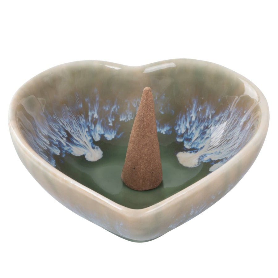 Ceramic Heart Bowl for Incense or Crystals #BC0504