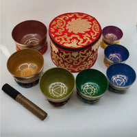 Chakra Brass Bowl Set of 7 w/Pillows #LV9137 - $320
