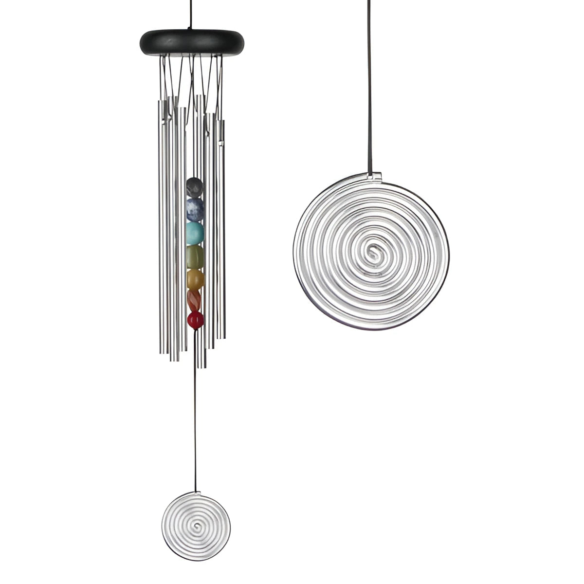 Silver spiral Chakra Chime Woodstock CC7 with colorful beads