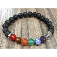 Chakra lava stone bracelet with 8mm beads showcasing spiritual healing jewelry