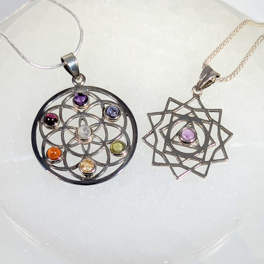 Chakra Pendant 1’’ Silver Plated #LV9962 - $25