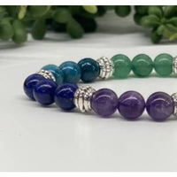 Thumbnail for Colorful chakra semi-precious gemstone stretchable bracelet with beaded design and bliss crystals