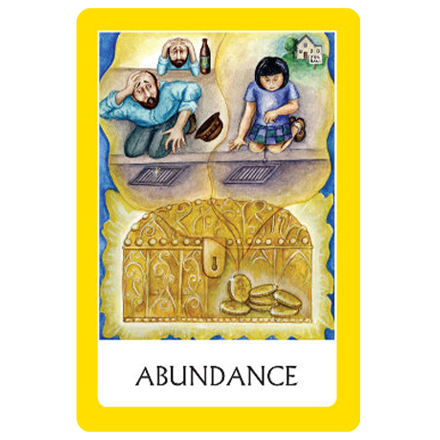 Abundance card from Chakra Wisdom Oracle by Watkins Publishing featuring Bliss Crystals