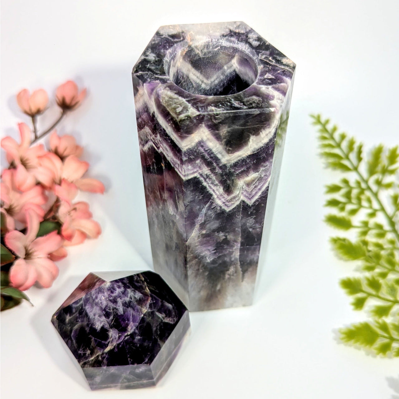 Chevron Amethyst 7’’ hexagonal generator vessel #BC0729