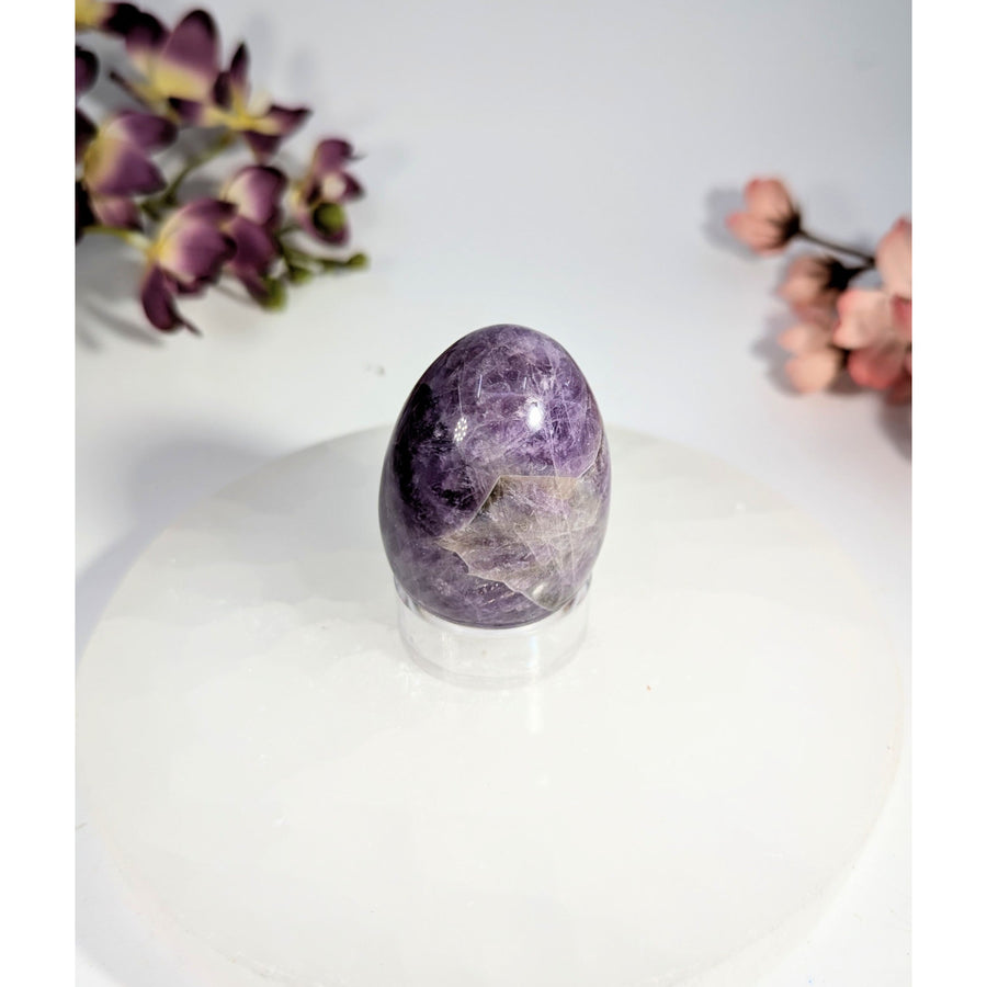 Polished purple chevron amethyst egg 1.5 x 1.75 in #BC0467