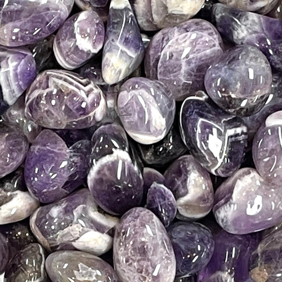 Polished Amethyst Tumbled Stones displayed for Chevron Amethyst Tumbled #T005 product