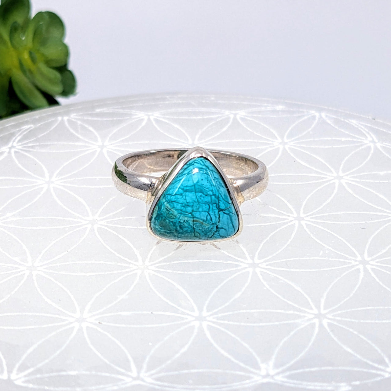 Chrysocolla Sz. 8.75 Triangle Ring #LV6875 - $68