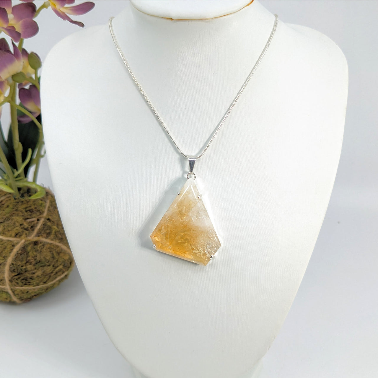 Citrine 1.4’’ Organic Triangle Pendant #LV5923 - $68