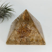 Citrine Orgone Pyramid with Copper Spirals 2.75 inches for energy and healing