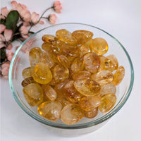 Polished Citrine Stones in a Bowl from Citrine A+ Fire & Ice Tumbled Stone collection