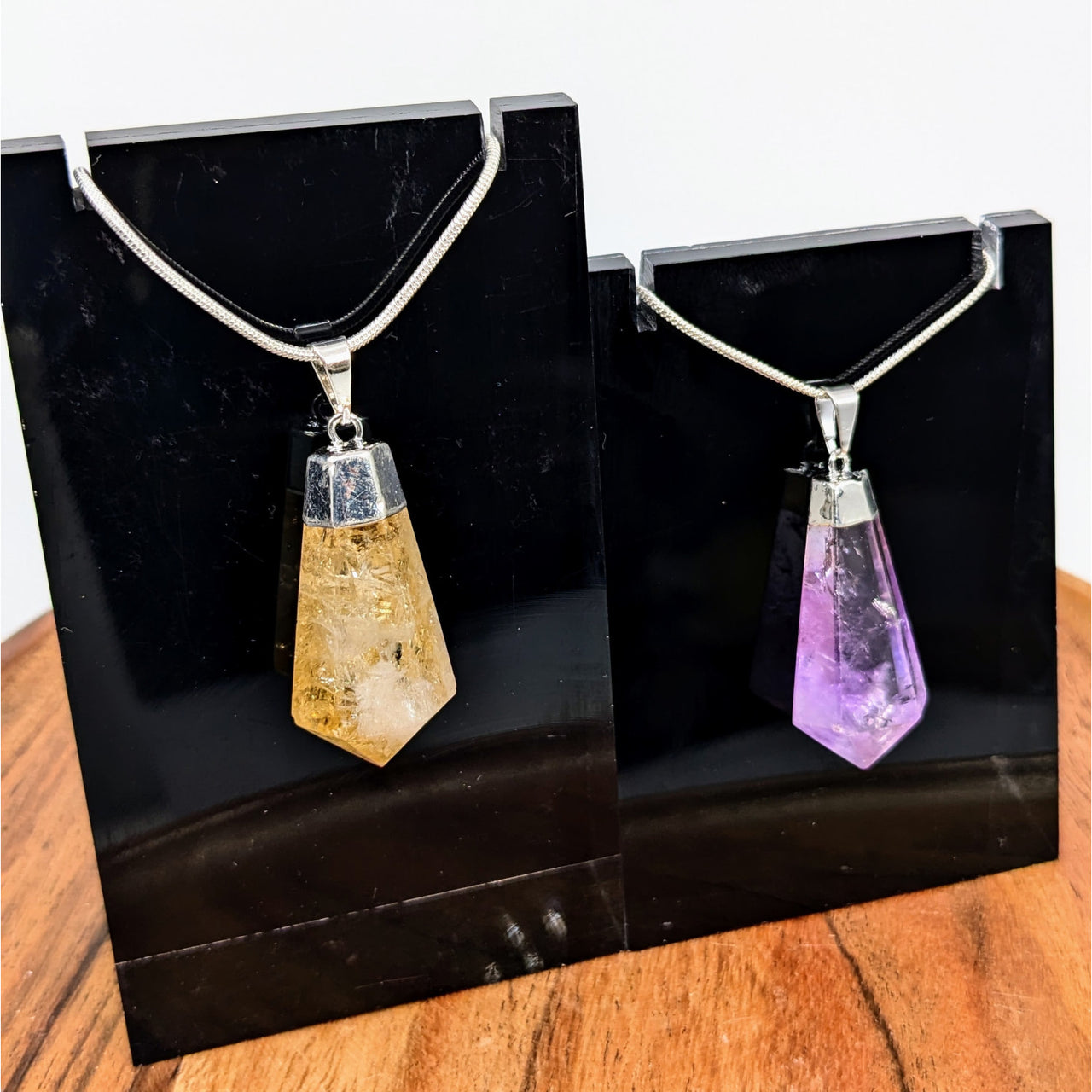 Citrine or Amethyst 1.4’’ Polished Point Pendant