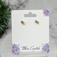 Thumbnail for Purple butterfly earrings - Citrine Faceted Baquette 3 Stone Sterling Silver Studs #LV3243