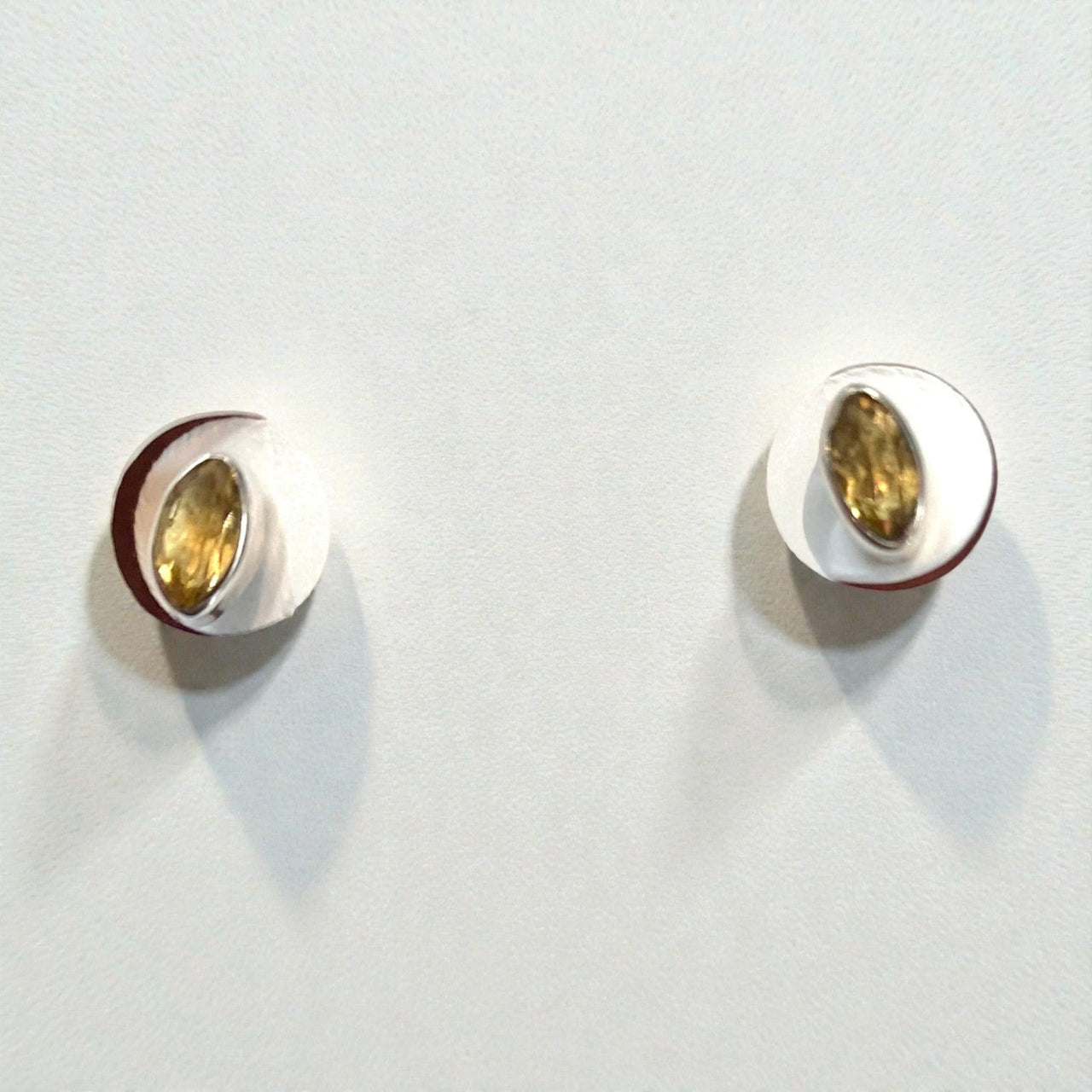 Silver Citrine Faceted Marquis Stud Earrings in Sterling Silver