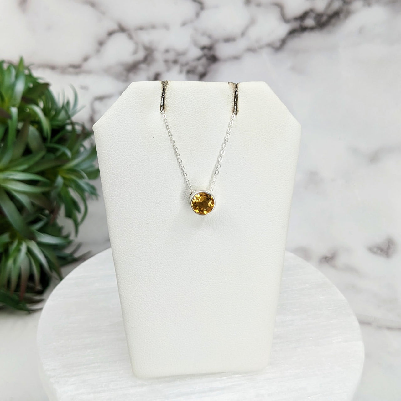 Yellow Citrine Necklace - Sterling Silver Slider Pendant on 18’ Chain #LV3249