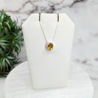 Thumbnail for Citrine Faceted Necklace Sterling Silver Slider Pendant on Mannequin with Plant Background