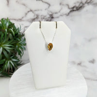 Thumbnail for Close-up of Citrine Faceted Necklace Sterling Silver Heart Pendant on Display Chain #LV3249