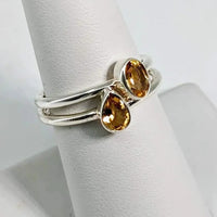 Thumbnail for Citrine Faceted Sterling Silver Ring Dainty Stacking Style Sizes 4 - 10 #SK6773