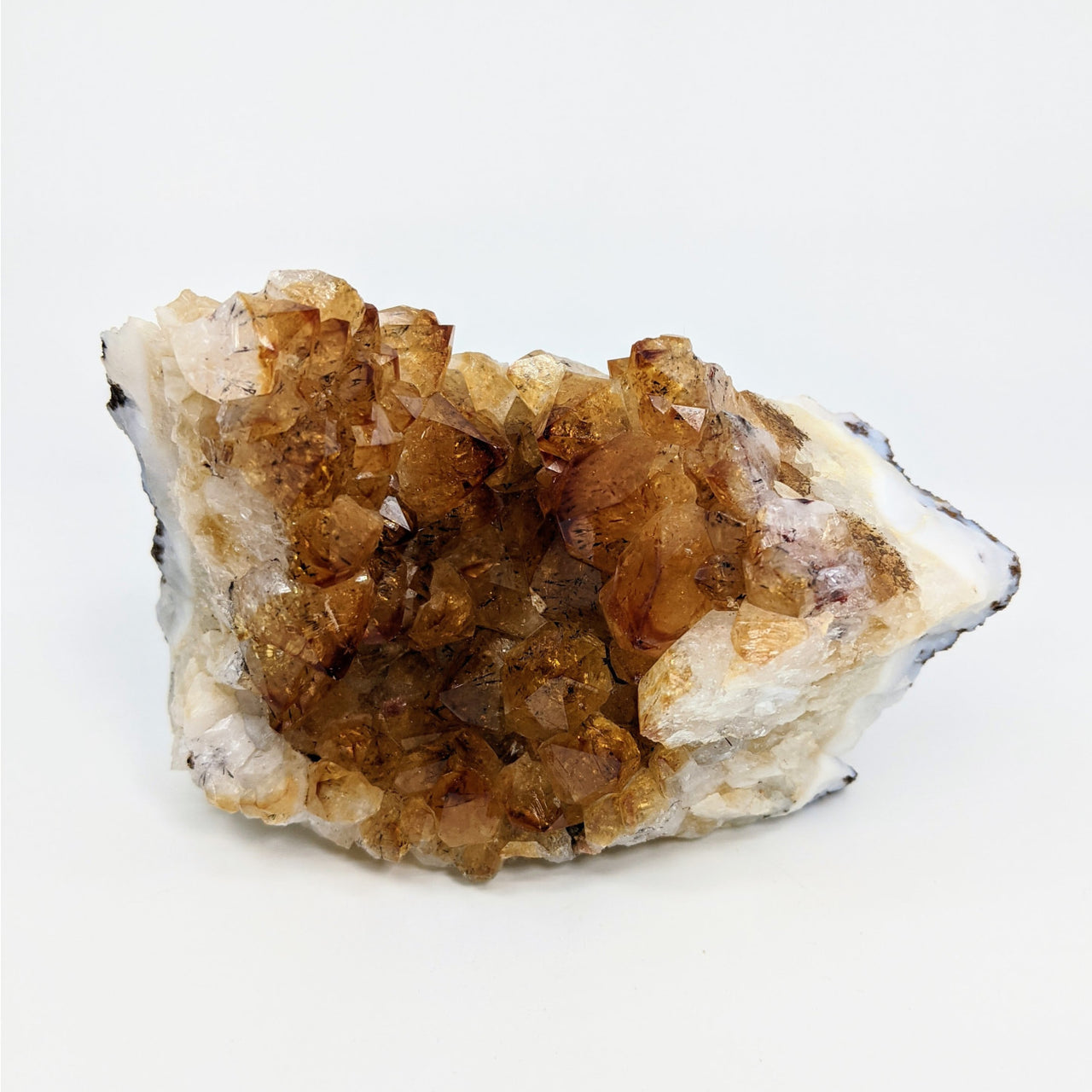 Citrine Fire & Ice Rough Geode #LV4656 featuring a brown and white mineral