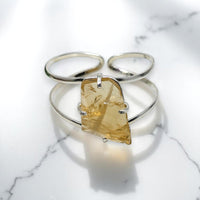 Silver ring with amber gemstone from Citrine Gem Cuff Bracelet LV7547