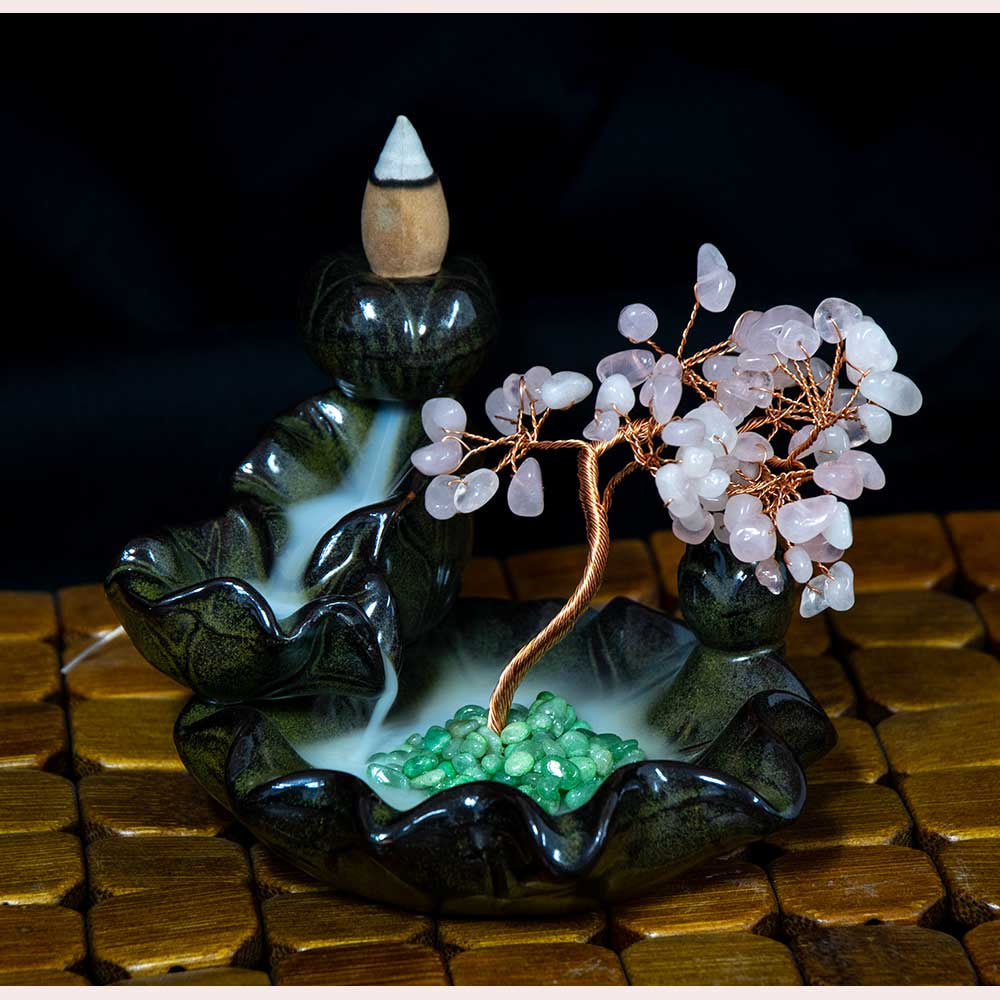Citrine Gem Tree Ceramic Backflow Incense Holder #LV9167 $38