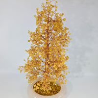Golden Citrine Money Tree 14’’ Copper Wired in Quartz Base #BC0229