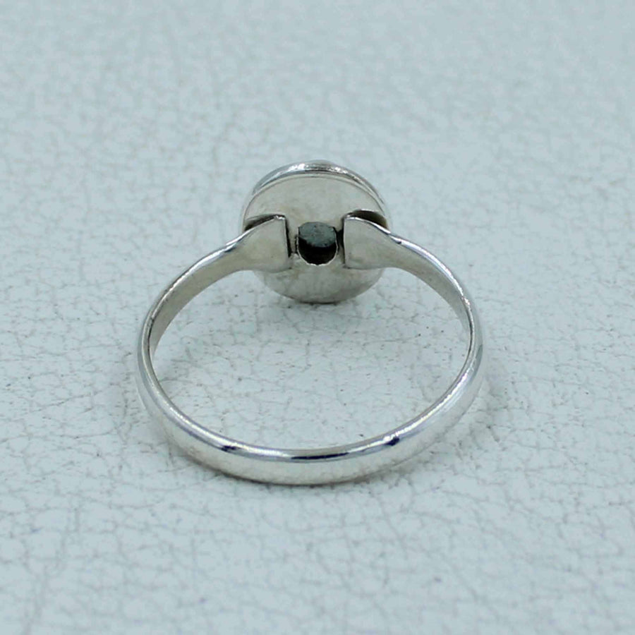 Oval faceted citrine or peridot sterling silver ring with dark stone, #BC0407