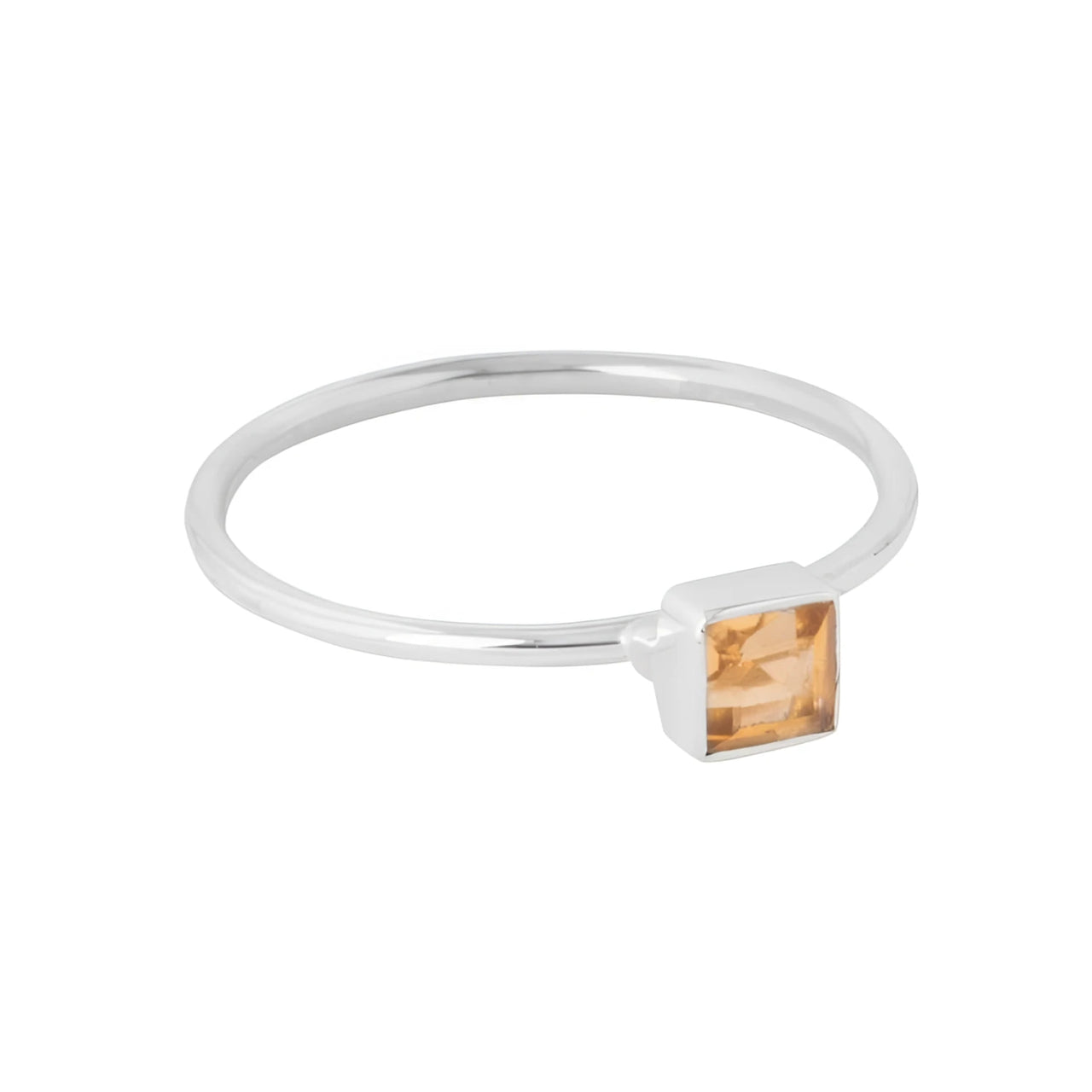 Citrine Square Setting Sterling Silver Ring LV9672