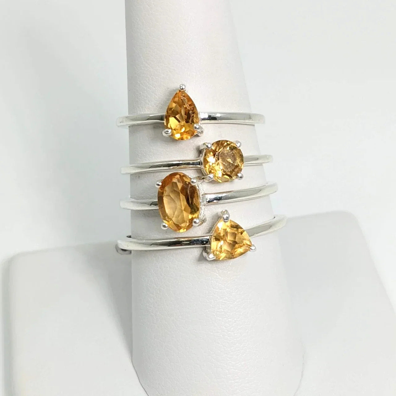 Citrine and white topaz ring in sterling silver, perfect for stacking, sizes 4-10