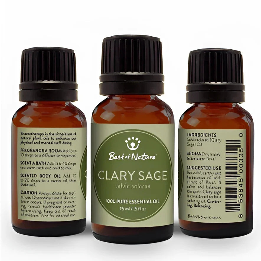 Three bottles of Clary Sage Essential Oil Single Note by Best of Nature #BN47