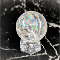 Clear quartz 1.5-inch small sphere #BC0890 with rainbow iridescence