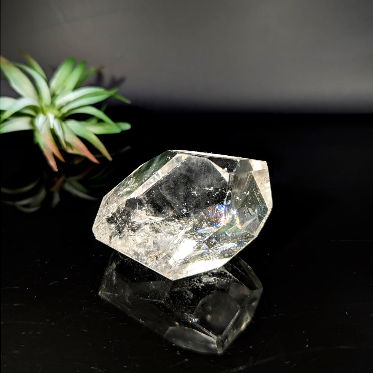 Translucent multifaceted Clear Quartz crystal Geo cut Freeform LV8837