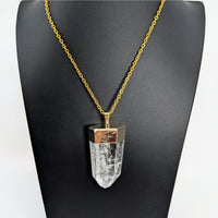 Thumbnail for Clear Quartz 2.5’’ Chunky Point 26’’ Necklace Gold