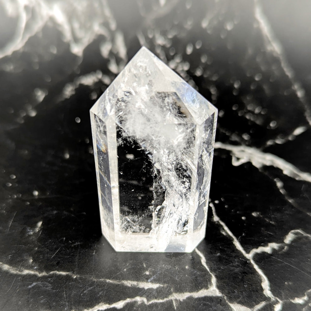 Clear faceted quartz crystal generator, 2.5 inches, #BC0617