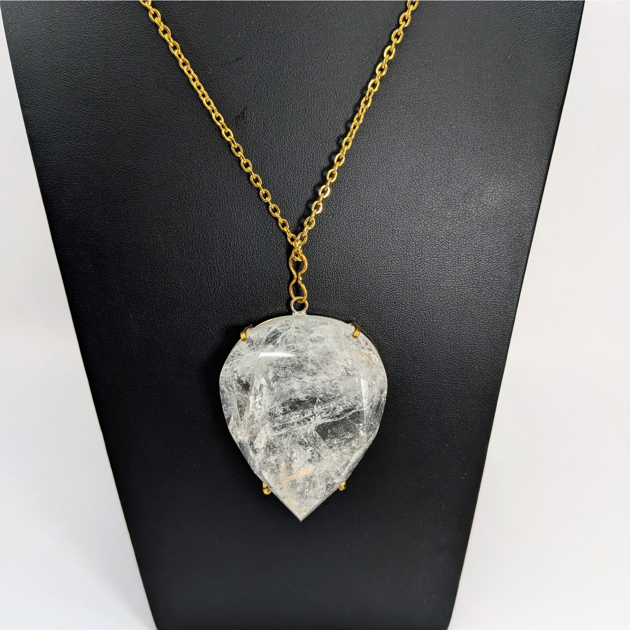 Clear Quartz 2.75’’ Gem Cut Teardrop 27’’ Necklace