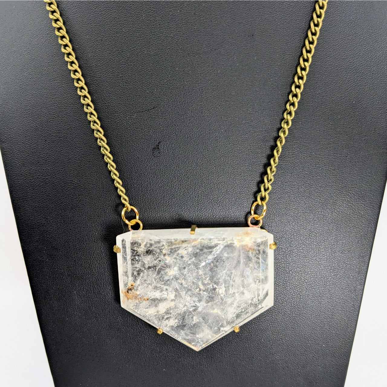 Clear Quartz 2’’ Flat Point 18’’ Necklace Antique