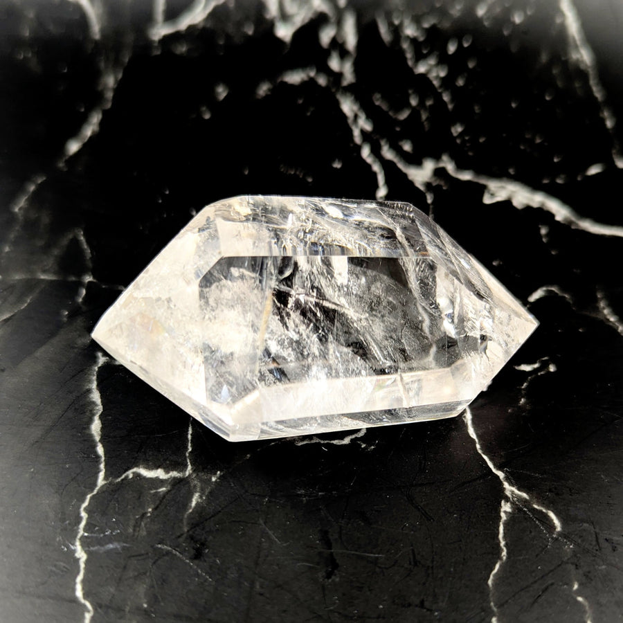 Clear faceted quartz crystal DT point 3.2in #BC1246 with inclusions
