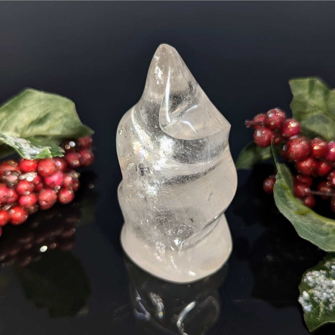 Clear quartz crystal tree ornament in 3.5 inch flame #BC0117