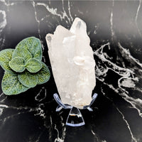 Thumbnail for Clear Quartz 3.8’ Rough Point #LV5748 on a black marble table - natural healing crystal