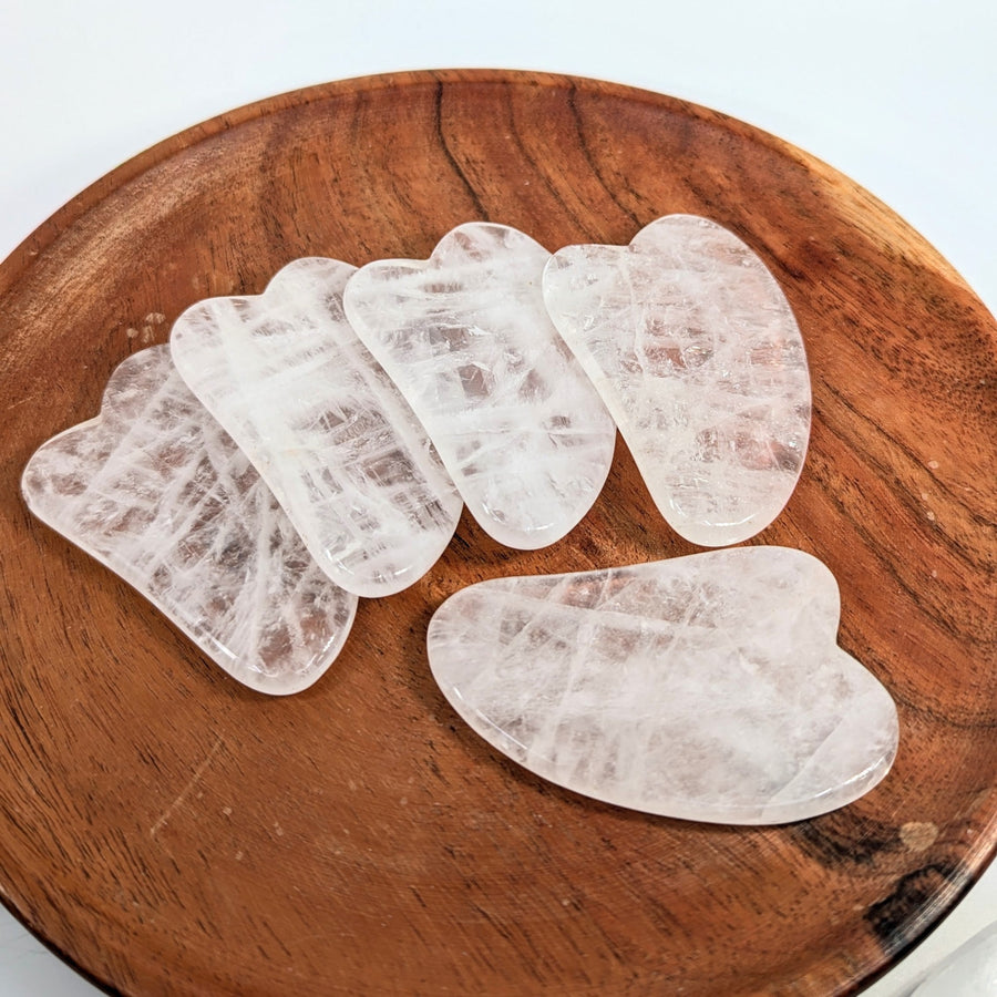 Clear Quartz 3’’ Guasha Massage Tool with smooth curved design