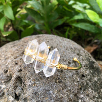 Thumbnail for Clear Quartz DT Point (Three Stone) Gemstone Gold Bangle