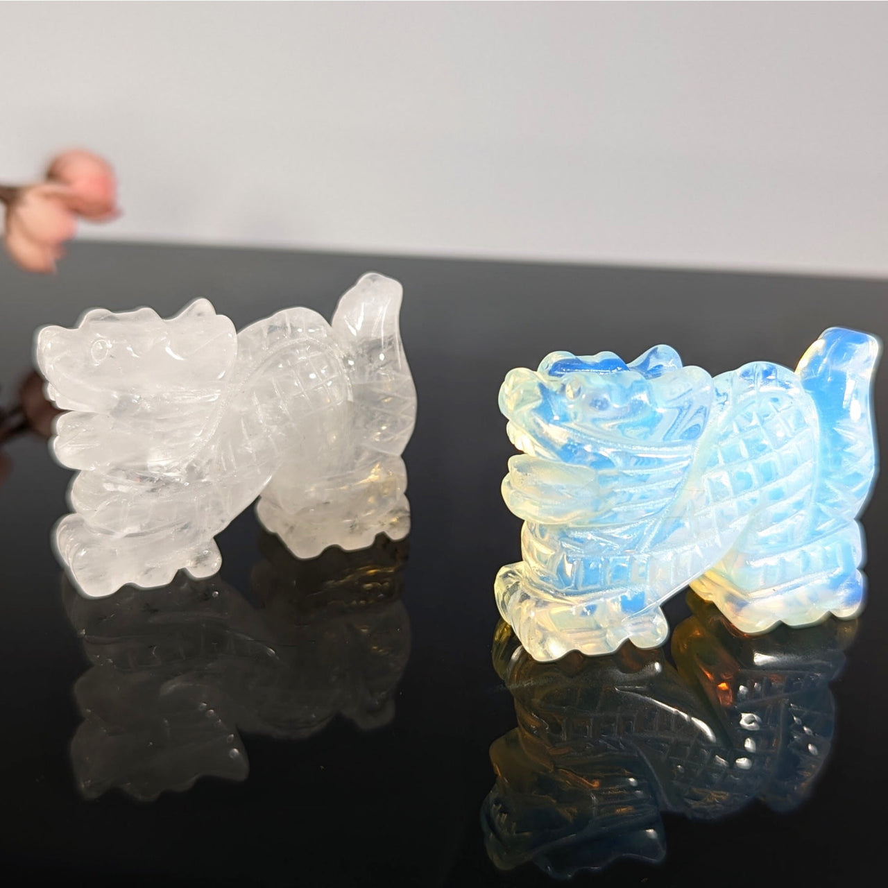 Clear Quartz or Opalite 2’’ Dragon Carving #LV9727