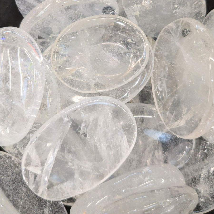 Clear Quartz Palm P036 featuring clear quartz crystal eggs and oval-shaped stones