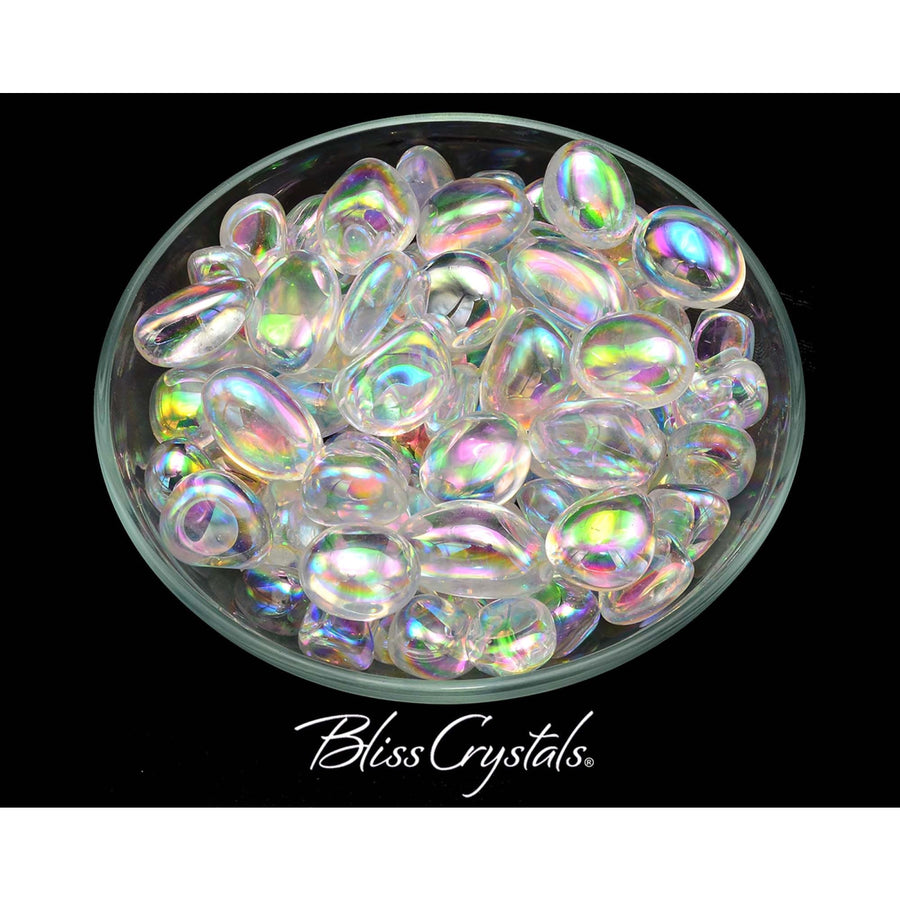 1 CLEAR QUARTZ Titanium Rainbow Angel Aura Tumbled Stone 