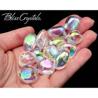 Thumbnail for 1 CLEAR QUARTZ Titanium Rainbow Angel Aura Tumbled Stone 