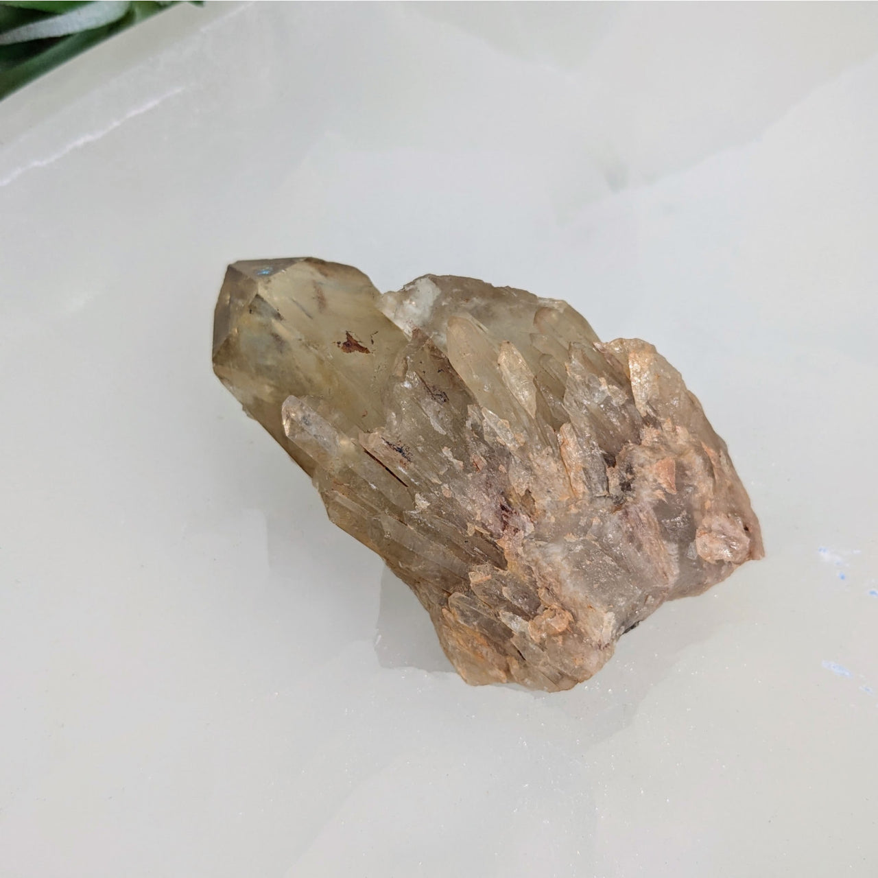 Raw smoky quartz crystal with brown hues in Congo Citrine 3” Natural Cluster #LV6490b