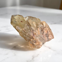 Translucent multi-faceted crystal cluster from Congo Citrine 3-inch natural mineral display