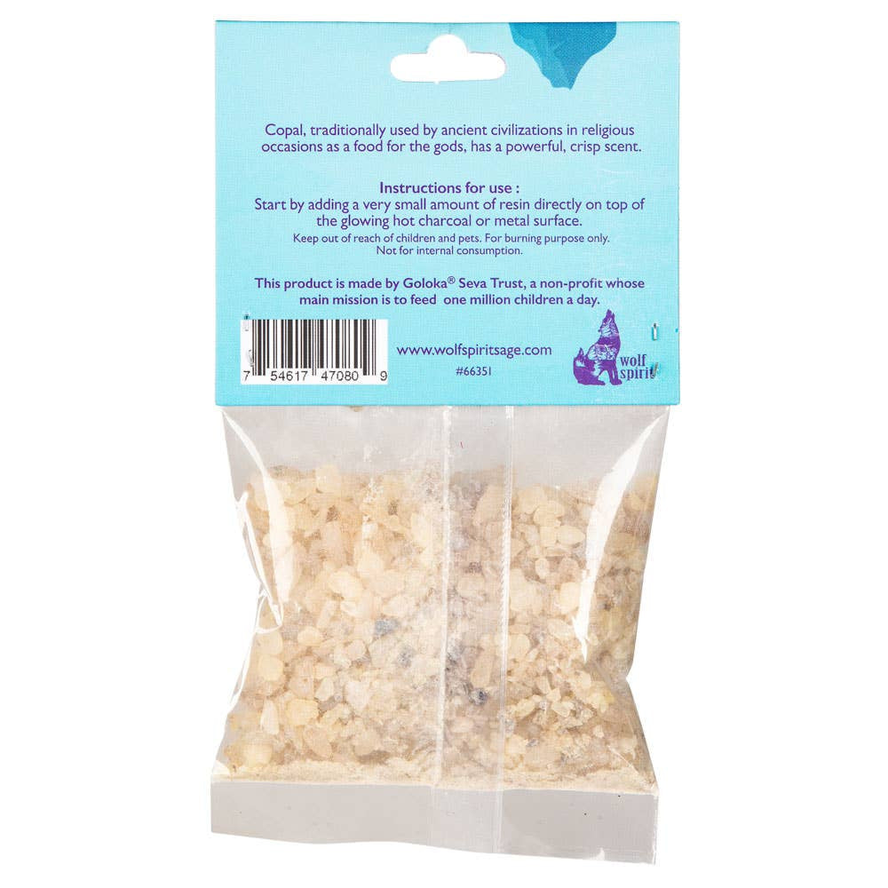 Clear plastic bag of light beige copal resin incense pieces LV9673