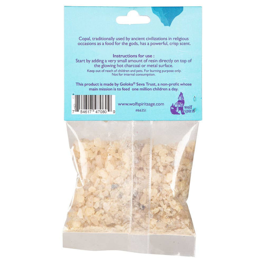 Clear plastic bag of light beige copal resin incense pieces LV9673