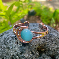 Thumbnail for Copper Crescent Gemstone Bangle (Blue) #LV5285 - $39.99