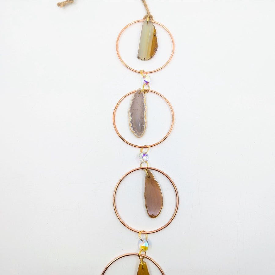 Hanging Agate and Copper Circle Suncatcher for Home Decor